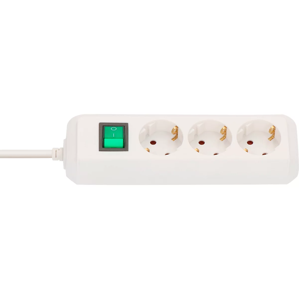 Brennenstuhl Eco-Line contactdoosstrook, 3 contactdozen met randaarde, 45° opstelling, verhoogde aanrakingsbeveiliging, 5 m snoerlengte, L 215 x B 95 x D 60, wit