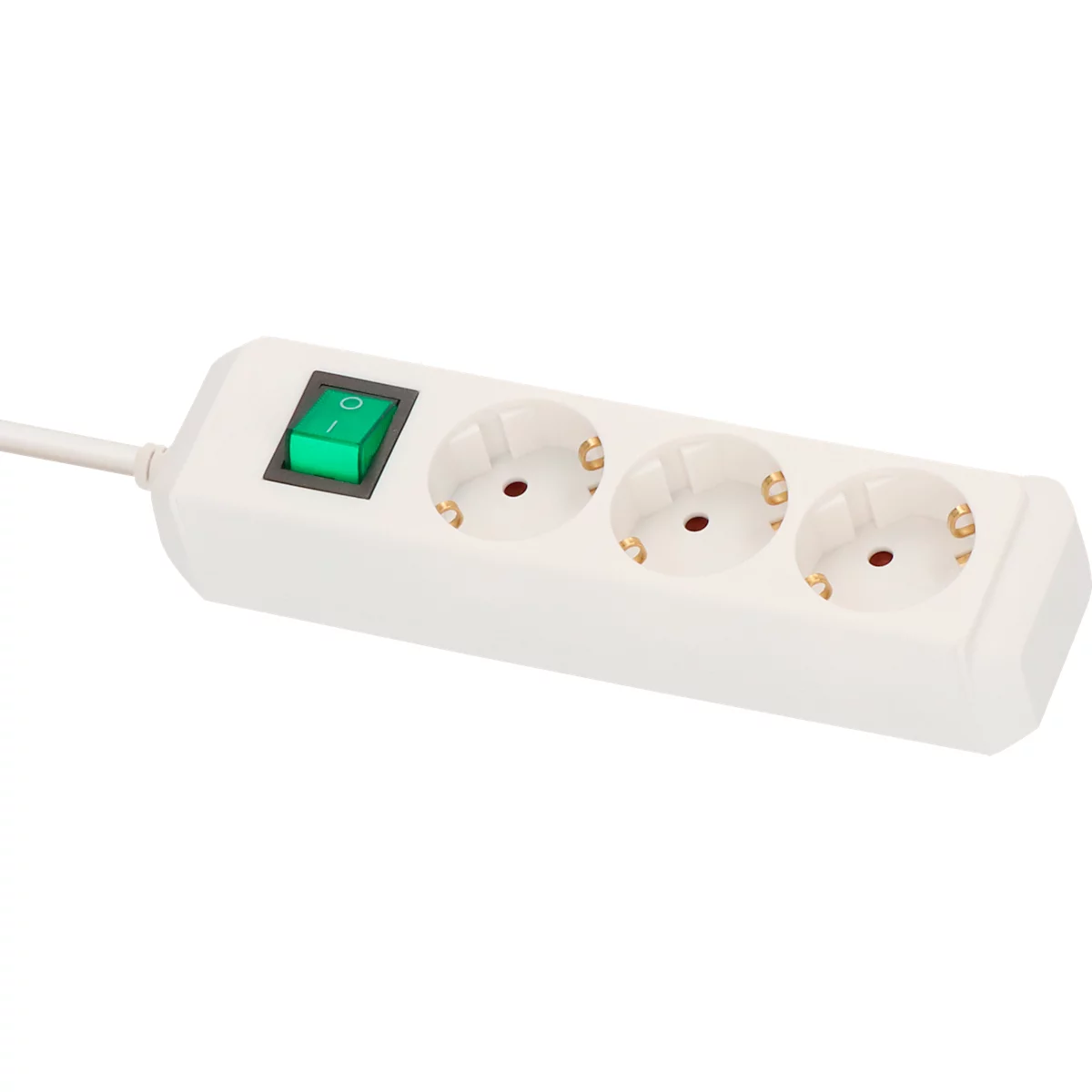 Brennenstuhl Eco-Line contactdoosstrook, 3 contactdozen met randaarde, 45° opstelling, verhoogde aanrakingsbeveiliging, 5 m snoerlengte, L 215 x B 95 x D 60, wit