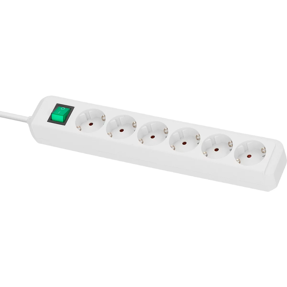 Brennenstuhl Eco-Line contactdoosstrook 6-voudig, 1,5 m kabel, 45° opstelling, verhoogde aanrakingsbeveiliging, L 360 x B 90 x D 65 mm, wit