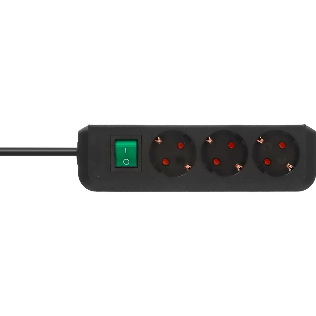 Brennenstuhl Eco-Line stekkerdoos, 3 wandcontactdozen met randaarde, 45° opstelling, verhoogde aanrakingsveiligheid, 1,5 m snoerlengte, L 215 x B 95 x D 60, zwart