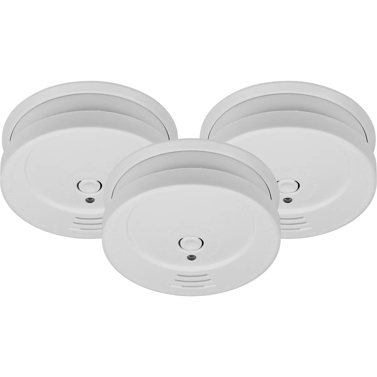 Brennenstuhl Feuermelder 3er-Set RM C 9010, 85 dB Alarmsignal, Testknopf, austauschbare 9V-Batterie, ⌀ 100 x H 35 mm, weiss