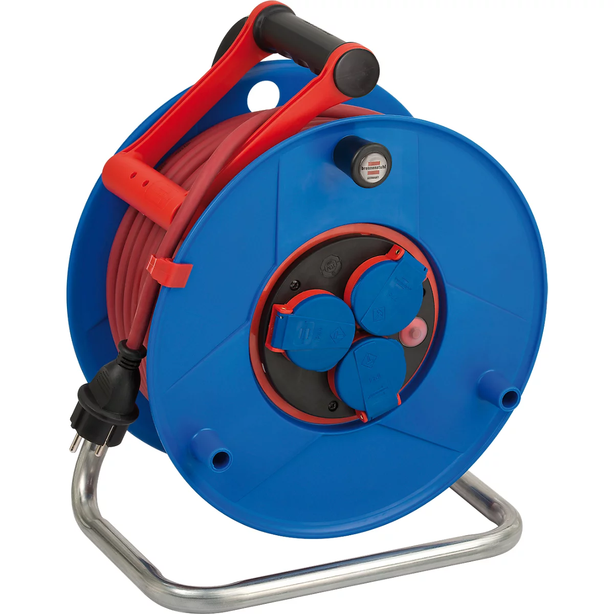 Brennenstuhl Garant Bretec Gewerbe-/Baustellen-Kabeltrommel, 40 meter, IP44, Bretec-Drehkontakt, Gummi-Neopren, cablepilot, blau/schwarz