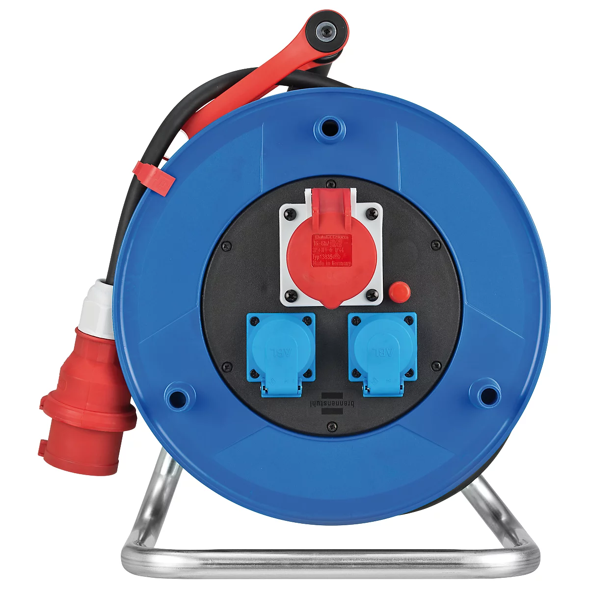 Brennenstuhl Garant CEE 1 IP44 industrieel/bouwplaats kabelhaspel (20m kabel, gemaakt van speciale kunststof, voor bouwplaatsgebruik en permanent buitengebruik, BGI 608, Made in Germany)