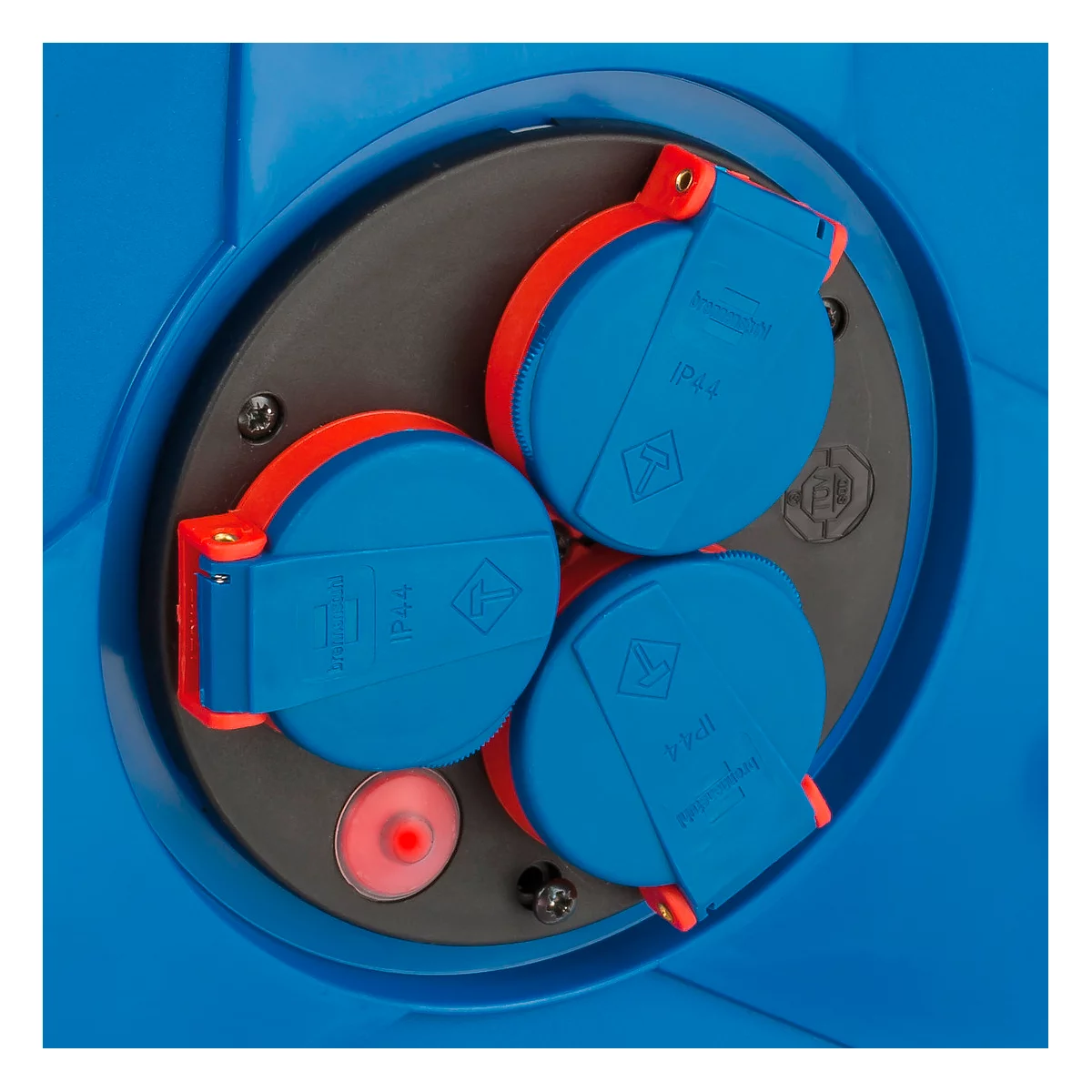 Brennenstuhl Garant Gewerbe-/Baustellen-Kabeltrommel, 25 m RN-Kabel, IP44, cablepilot Tragegriff, Drehgriff, L 190 x H 370 mm, blau/rot/schwarz