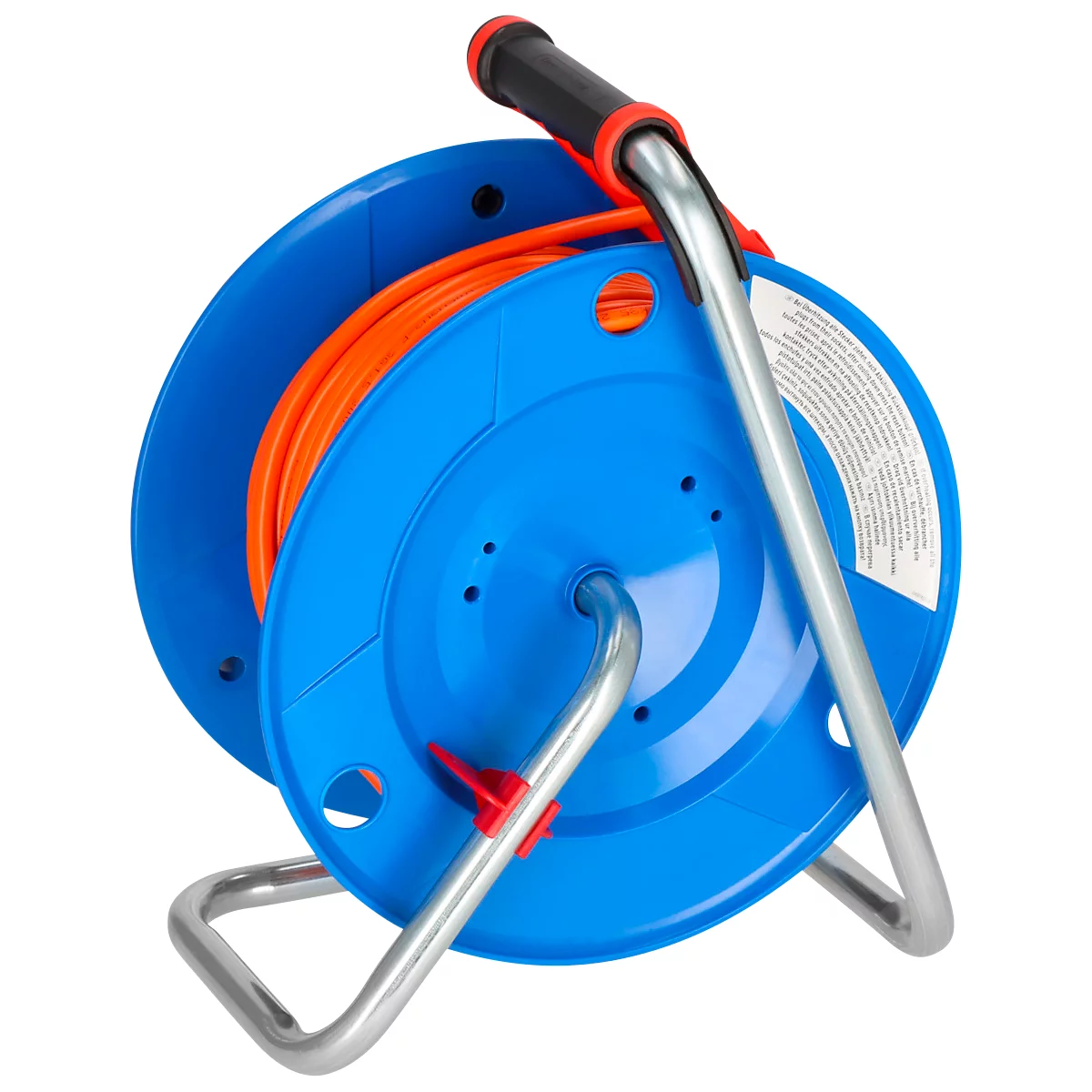 Brennenstuhl Garant Kabeltrommel, 40 meter, 3 Schutzkontaktsteckdosen, Bremaxx-Kabel, cablepilot Tragegriff, IP44, für Außenbereiche, L 198 x B 290 x H 365 mm, blau/orange