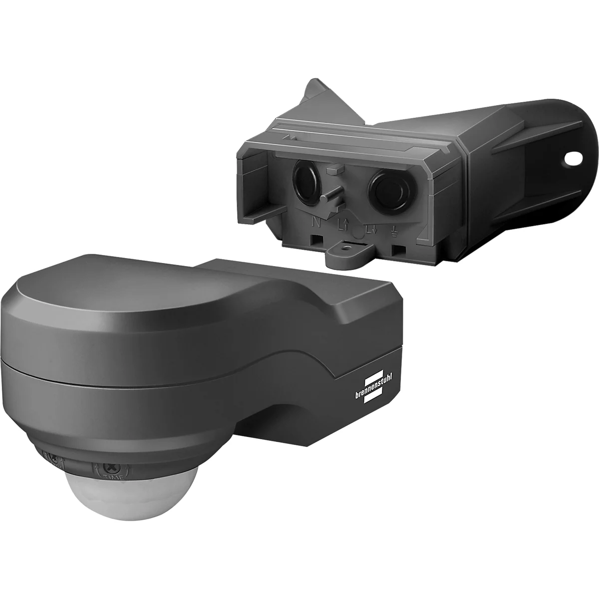 Brennenstuhl infrarood bewegingsmelder PIR 240, 240° detectiehoek, hoekmontage, binnen en buiten, 12 m reikwijdte, 230 V, IP44 spatwaterdicht, 230 V, L 220 x B 120 x H 80 mm, antraciet