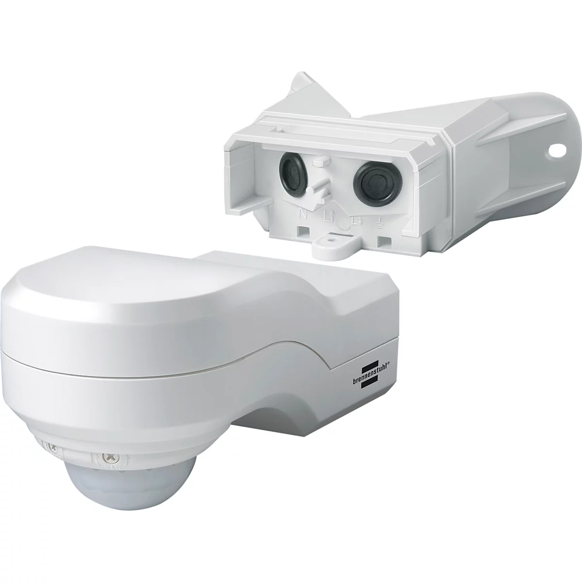 Brennenstuhl infrarood bewegingsmelder PIR 240, 240° detectiehoek, hoekmontage, binnen en buiten, 12 m reikwijdte, 230 V, IP44 spatwaterdicht, 230 V, L 220 x B 120 x H 80 mm, wit
