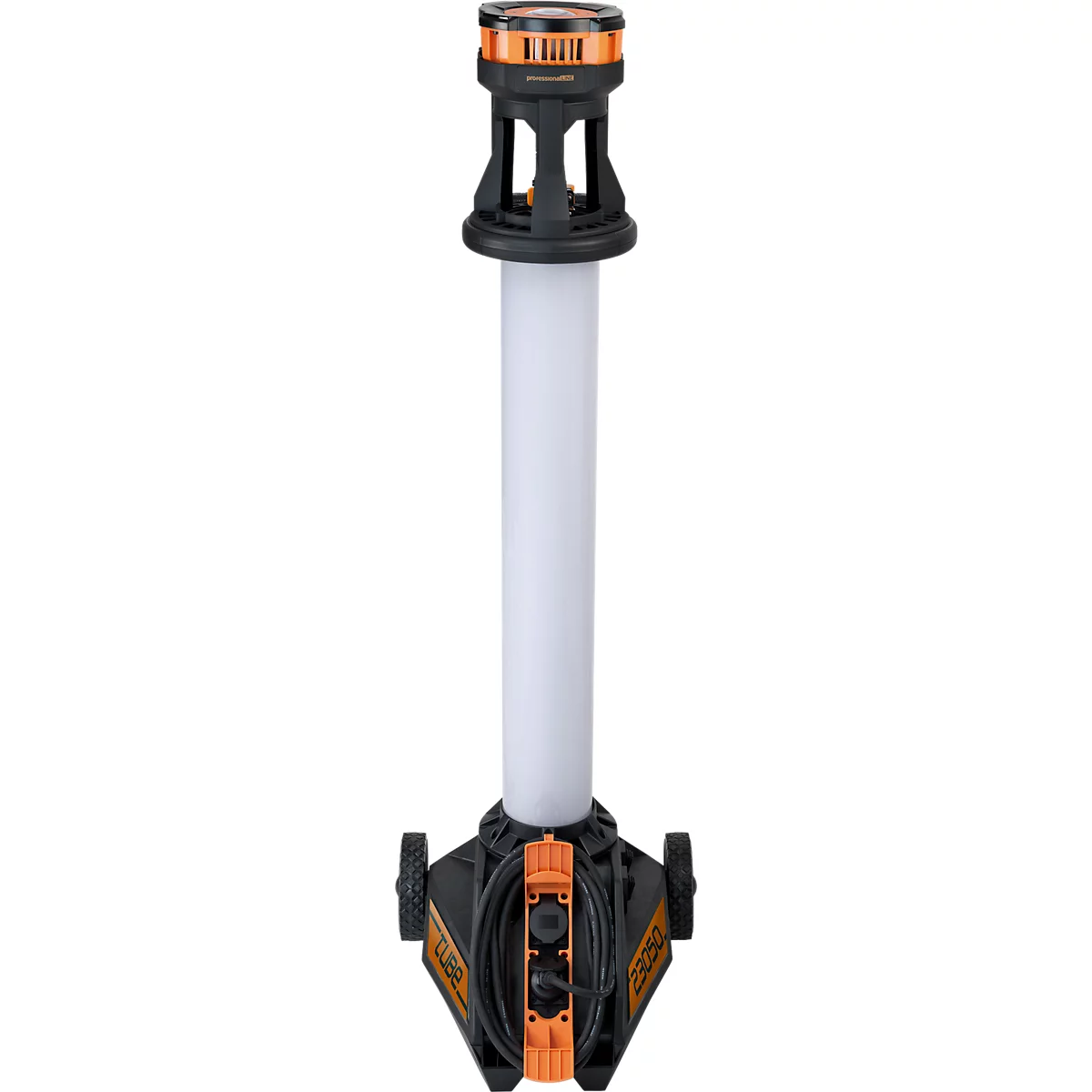 Brennenstuhl LED Baustrahler TU 23050 M, 360° Rundumlicht, Teleskopstrahler, 2 Schutzkontaktsteckdosen, IP54, Kabellänge 5m, B 430 x H 131 - 173 mm, schwarz/silber