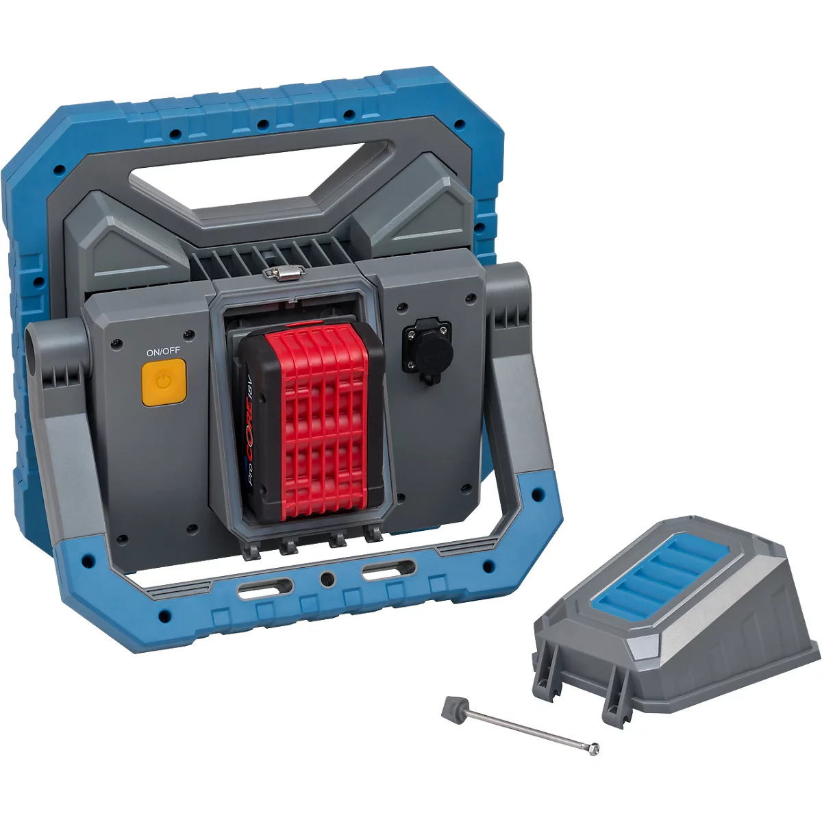 Brennenstuhl LED hybride werklamp BS 8050 MH, 82 W, batterij en netvoeding, dimbaar, 7900 lm, 5000K, IP55, L 310 x B 310 x H 180 mm, blauw/grijs