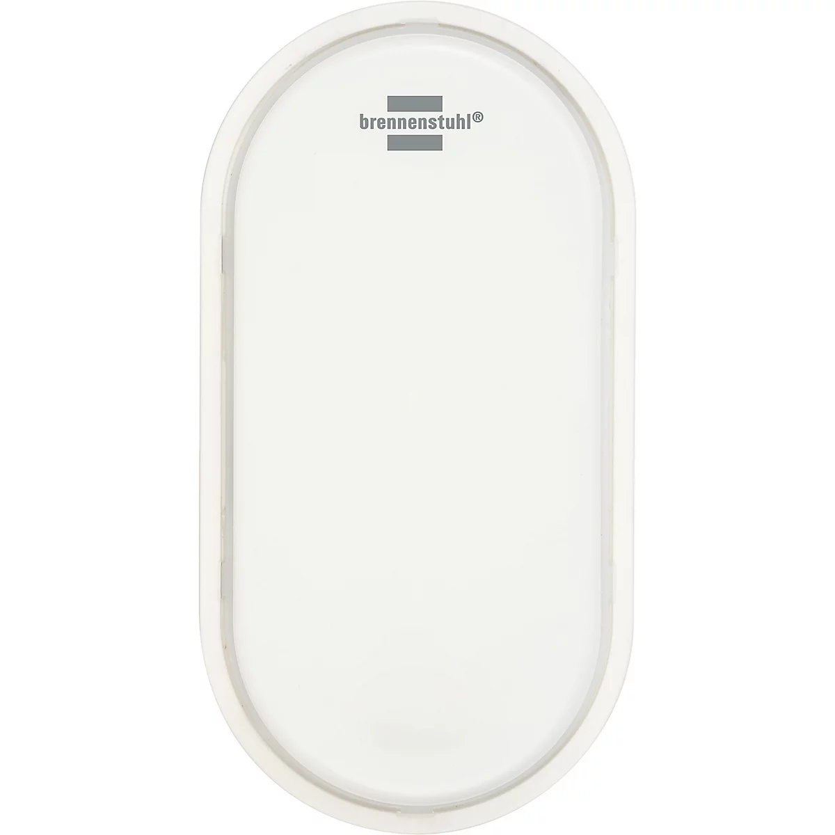 Ovale, weiße LED-Deckenleuchte mit dem Logo "brennenstuhl".