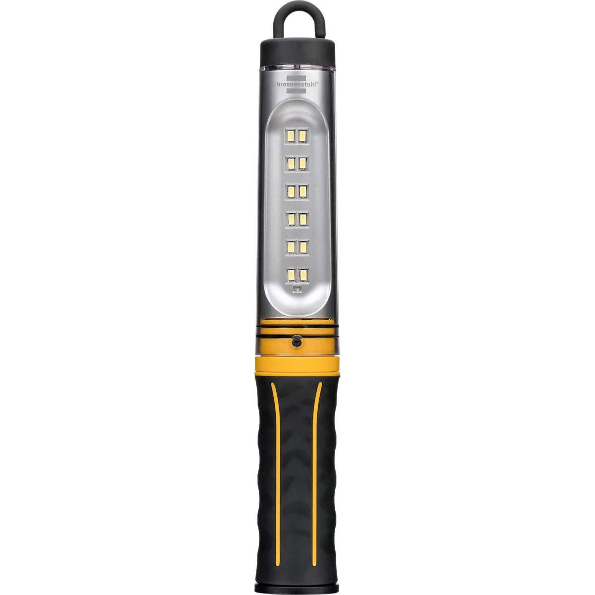 Brennenstuhl LED-werkplaatslamp WL 500 A, 520 lm, 3 schakelstanden, statief met magneet, zwenkhaak, Li-Ion-accu, USB-oplaadkabel, B 44 x H 300 x D 35 mm, oranje/zwart