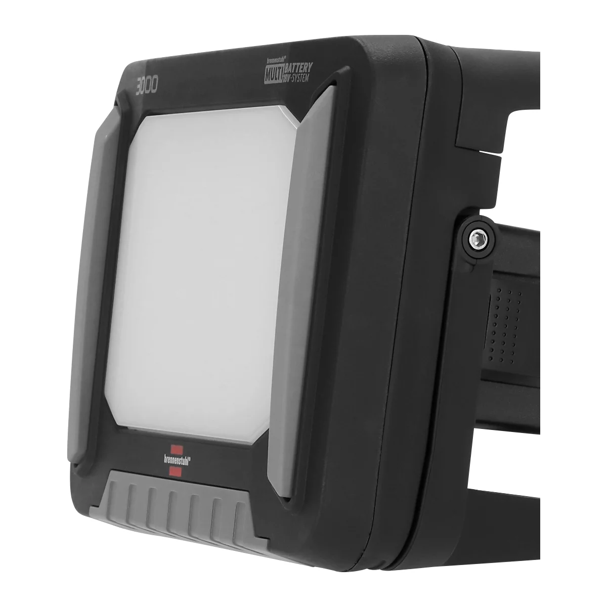 Brennenstuhl Multi Battery LED Akku Strahler 3000 MA, 3150 lm, 4 Schaltstufen, Kippschutzfunktion, mit Griff, Akku-Statusanzeige, IP65, schwarz