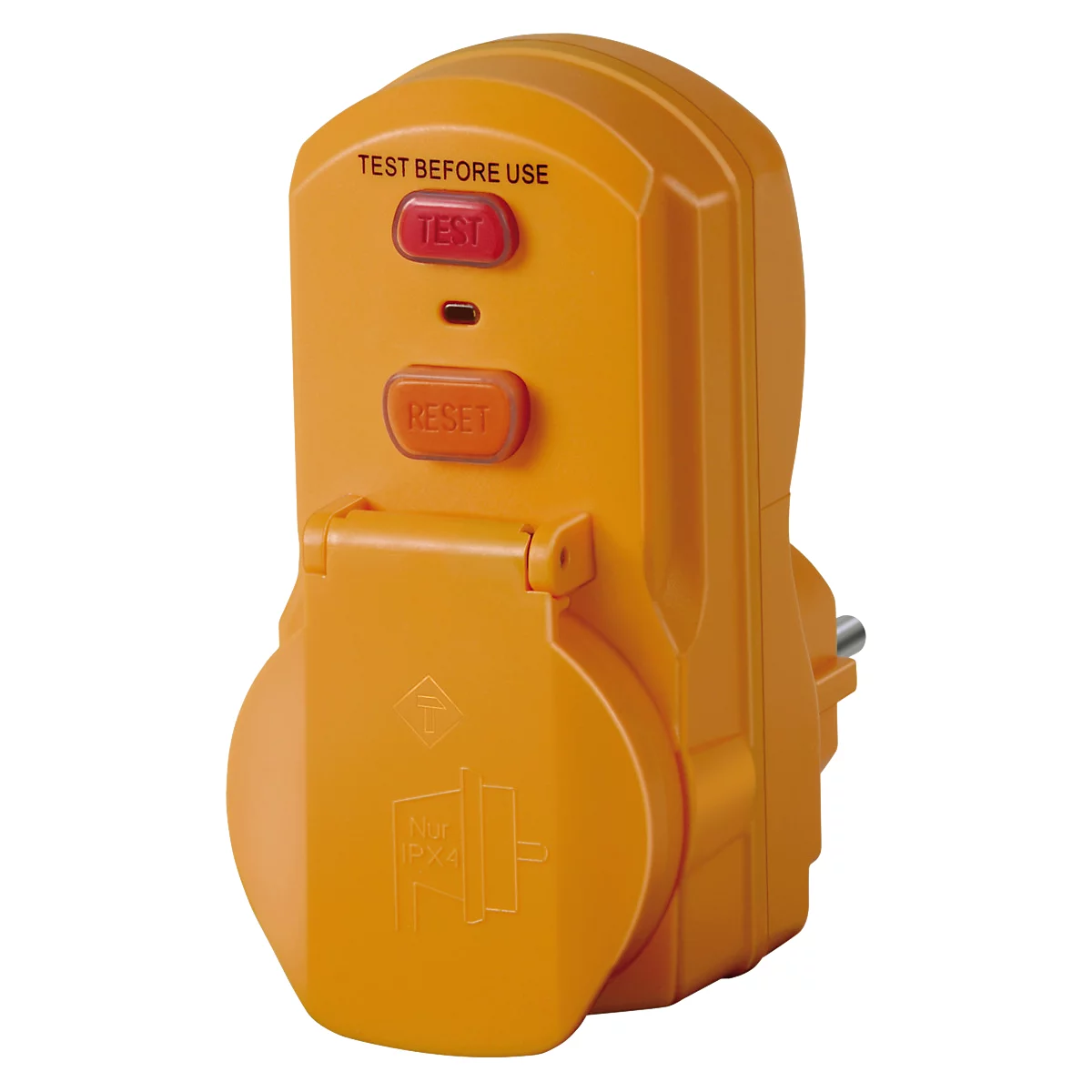Brennenstuhl Personenschutz-Adapter BDI-A 2 30, 16A, 3500W, Berührungsschutz, Klappdeckel, zweipolige Abschaltung, für Außen- und Innenbereich, L 105 x B 50 x H 95 mm, gelb