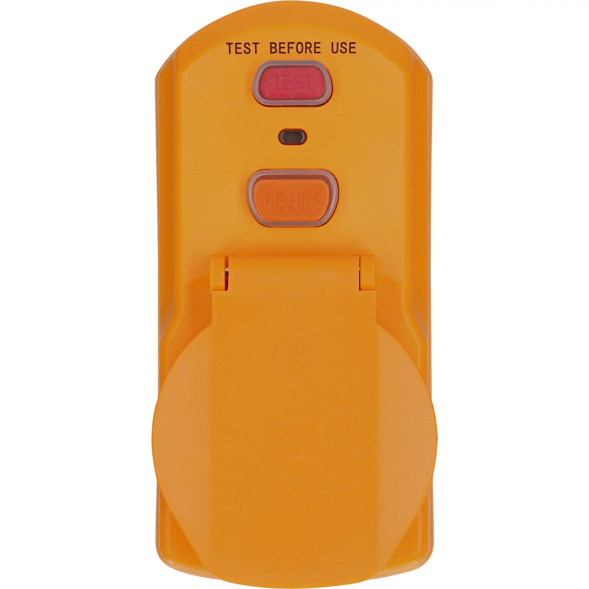 Brennenstuhl persoonlijke beschermingsadapter BDI-A 2 30, 16A, 3500W, aanraakbeveiliging, klapdeksel, tweepolige uitschakeling, voor gebruik buiten en binnen, L 105 x B 50 x H 95 mm, geel
