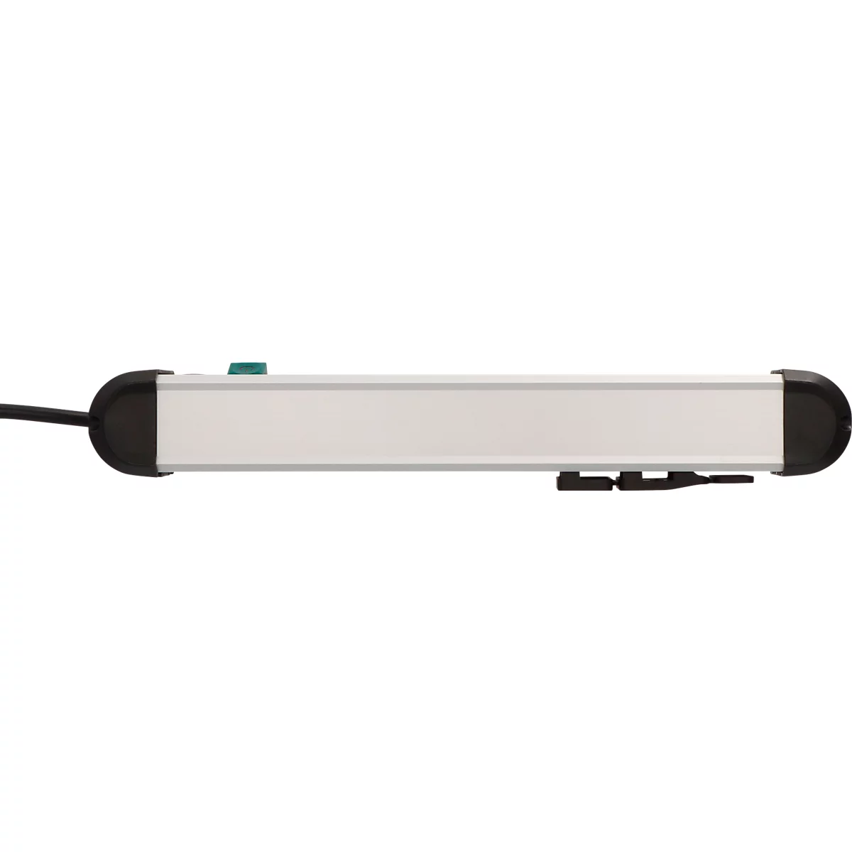 Brennenstuhl Premium-Alu-Line contactdoosstrook, 6-voudig, aluminium, 3m kabel, verlichte veiligheidsschakelaar, 45° opstelling, zwart/zilver