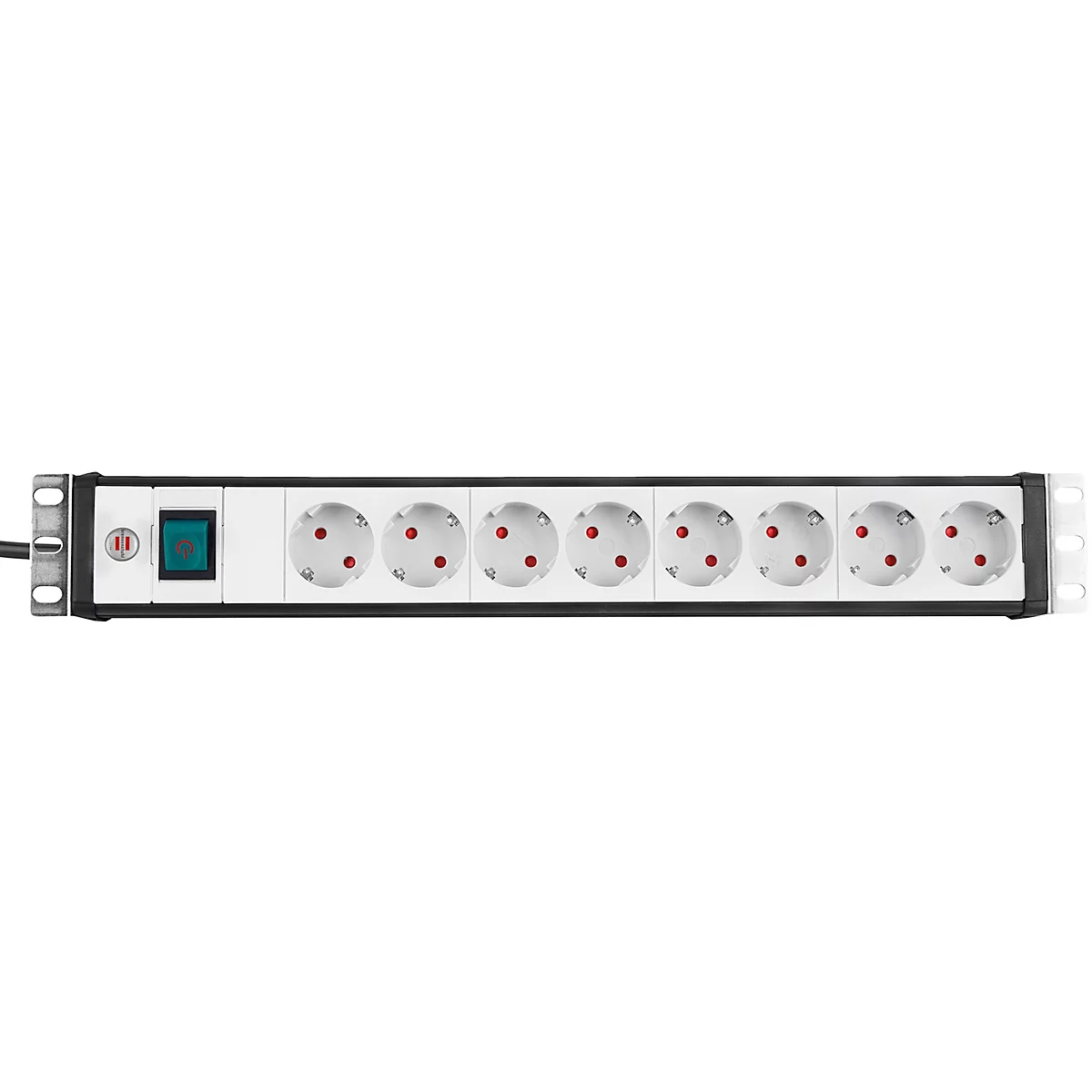 Une prise multiple avec 8 prises, une prise et un interrupteur.