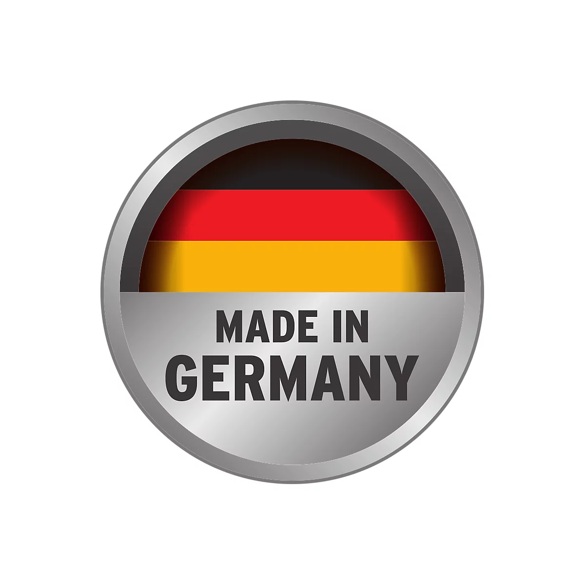 Autocollant rond avec le drapeau allemand et l'inscription "MADE IN GERMANY".