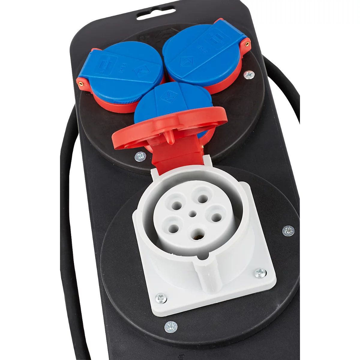 Brennenstuhl Stromstation, 1x CEE 400V/16A Steckdose, 3x 230V Steckdosen, IP44, 2 m Kabel, L 350 x B 135 x H 110, schwarz