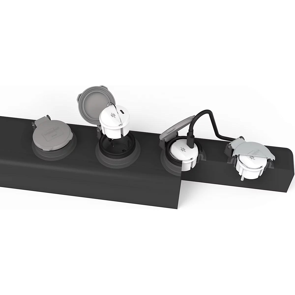 Witte oplader met USB-C poort, "brennenstuhl" erop gedrukt.