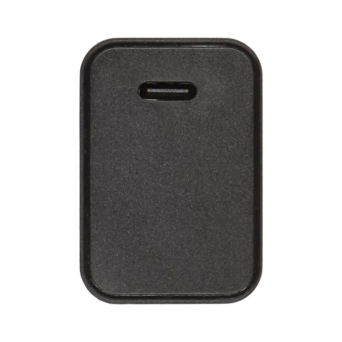 Rechteckiger, schwarzer Stecker mit abgerundeten Ecken und einer rechteckigen Aussparung an der Oberseite.