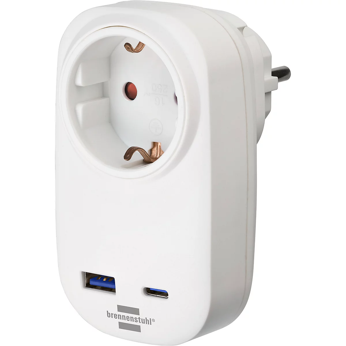 Rond rood logo met witte tekst: USB C CHARGER en een USB-C poort symbool.