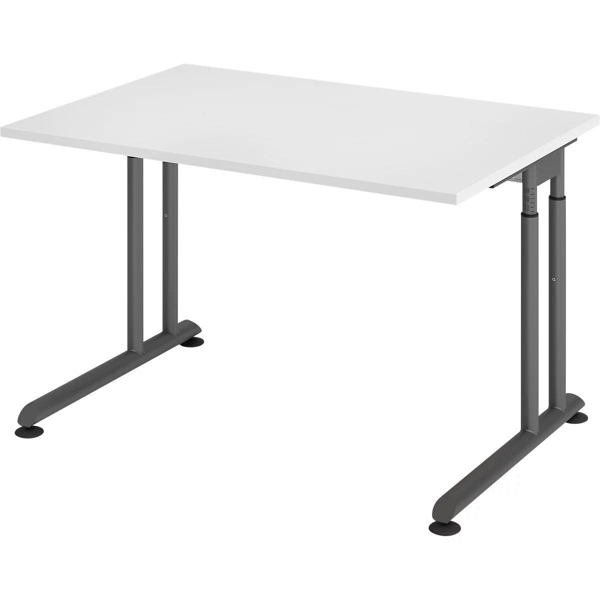 Breno bureau, handmatig in hoogte verstelbaar, horizontale kabelgoot, B 1200 x D 800 x H 680-820 mm, spaanplaat &amp; staal, wit/graphite