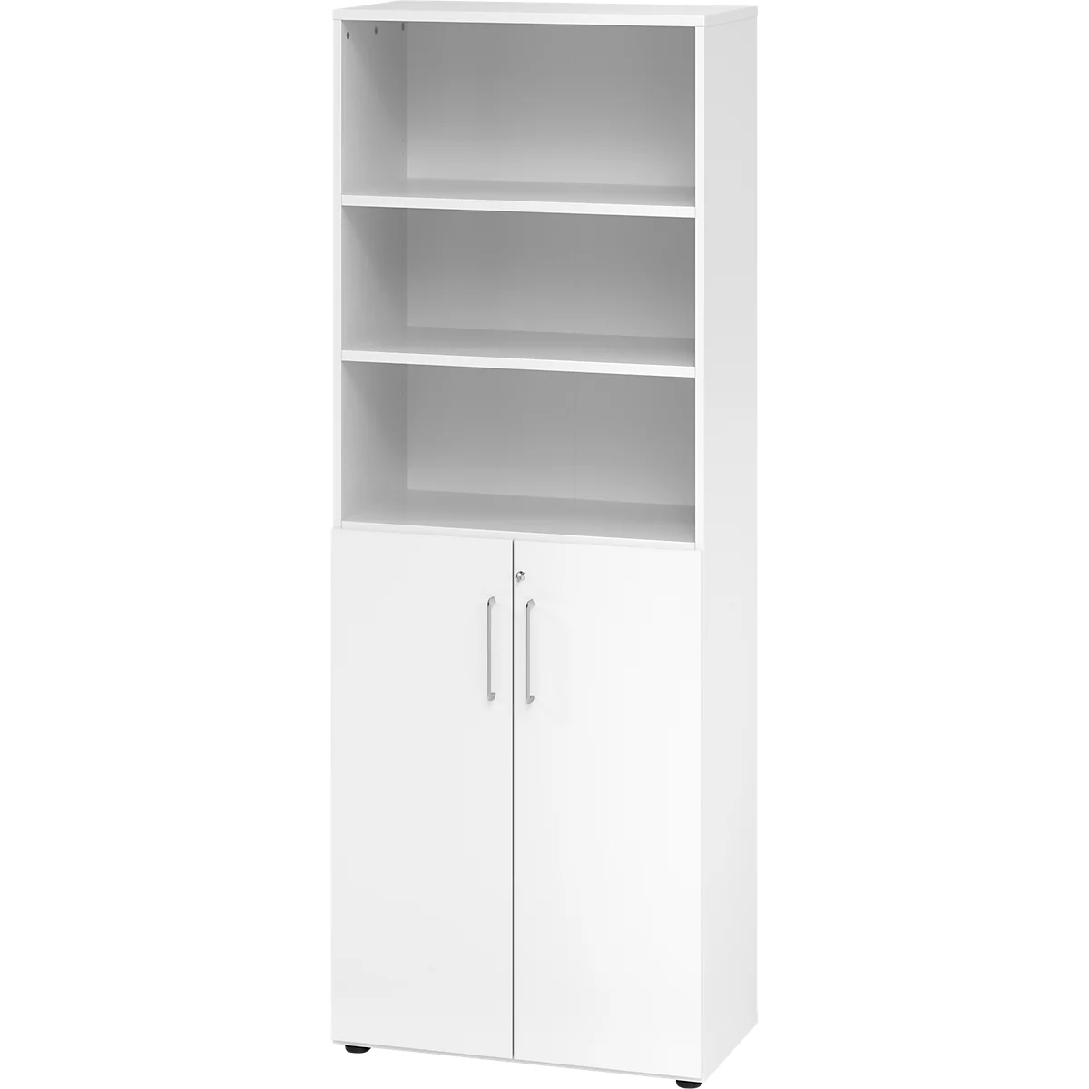 Breno combinatiekast, 6OH, kast en legbord, afsluitbaar, B 800 x D 420 x H 2156 mm, spaanplaat, wit/wit
