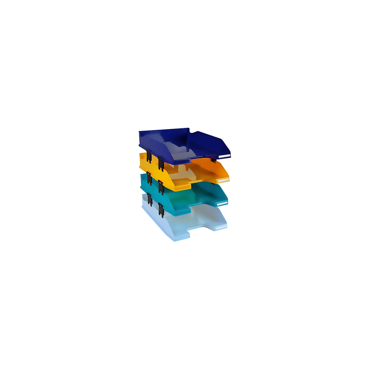 Briefablage Set Exacompta BEE BLUE Combo-Midi, 4-teilig, für Format A4+, stapelbar, Etikettenhalter, Blauer Engel, Polystyrol, mehrfarbig