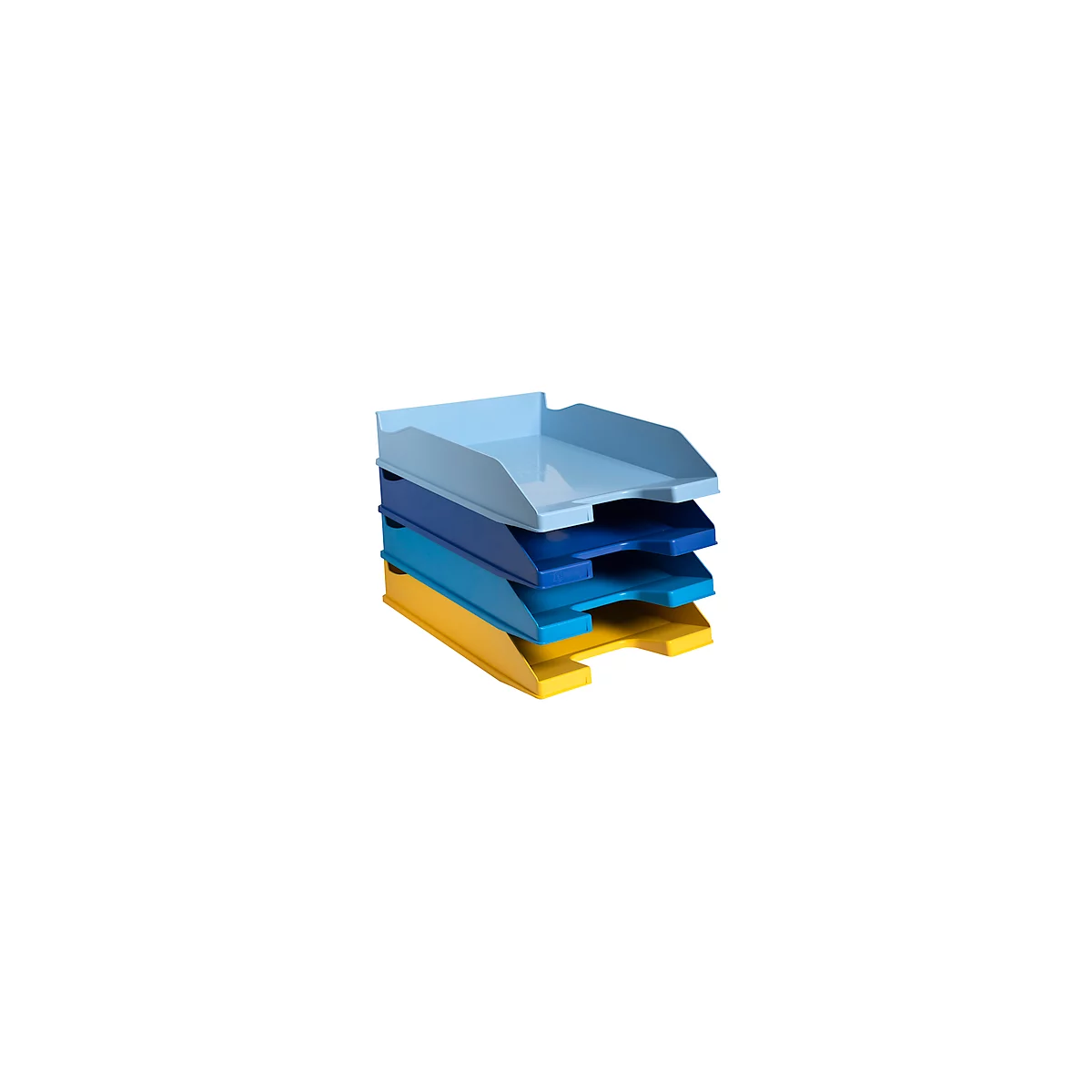 Briefablage Set Exacompta BEE BLUE Combo-Midi, 4-teilig, für Format A4+, stapelbar, Etikettenhalter, Blauer Engel, Polystyrol, mehrfarbig