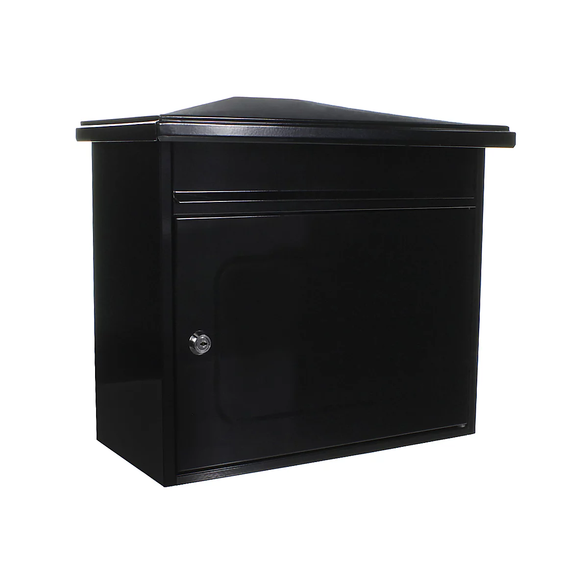 Briefkasten Rottner Wörthersee, Türanschlag seitlich, Zylinderschloss inkl. 2 Schlüssel, B 390 x T 205 x H 350 mm, Stahlblech verzinkt, schwarzgrau