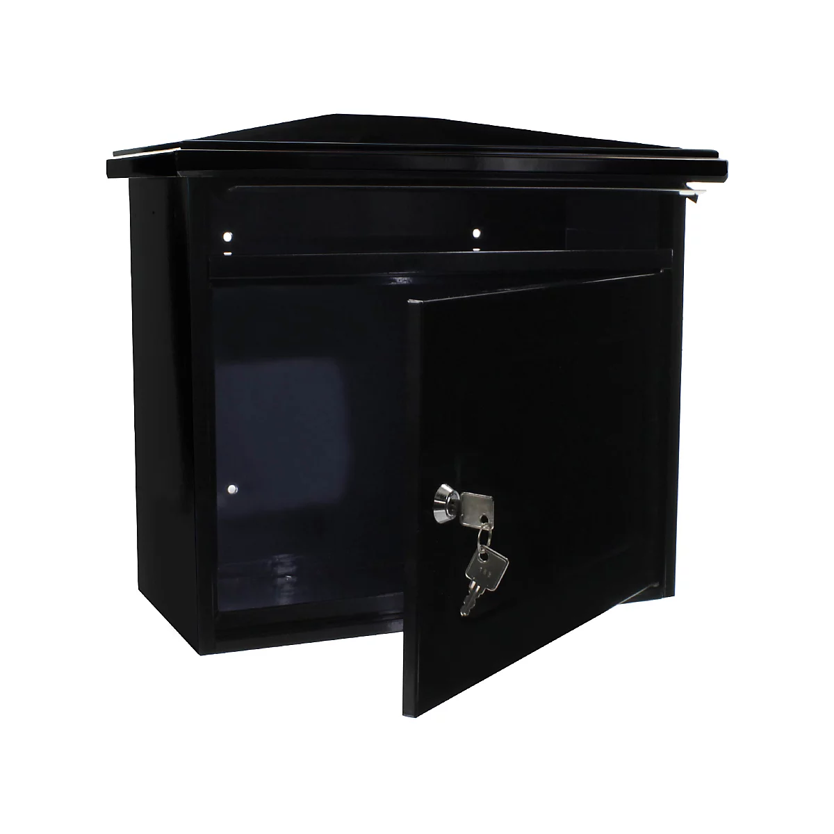 Briefkasten Rottner Wörthersee, Türanschlag seitlich, Zylinderschloss inkl. 2 Schlüssel, B 390 x T 205 x H 350 mm, Stahlblech verzinkt, schwarzgrau