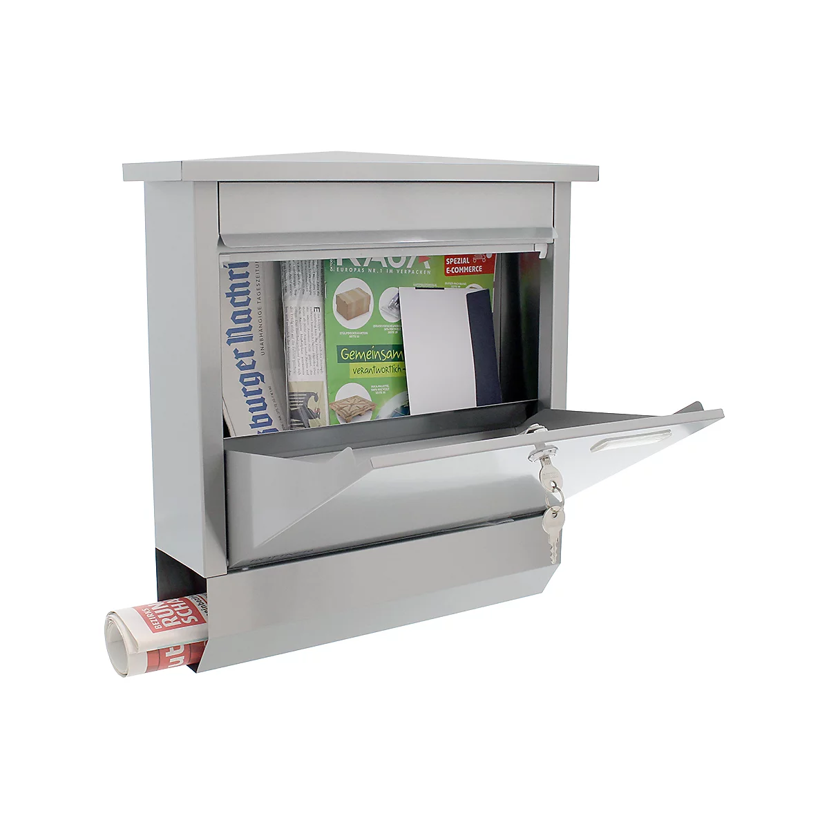 Brievenbus Lettero Inox, postrol, roestvrij staal
