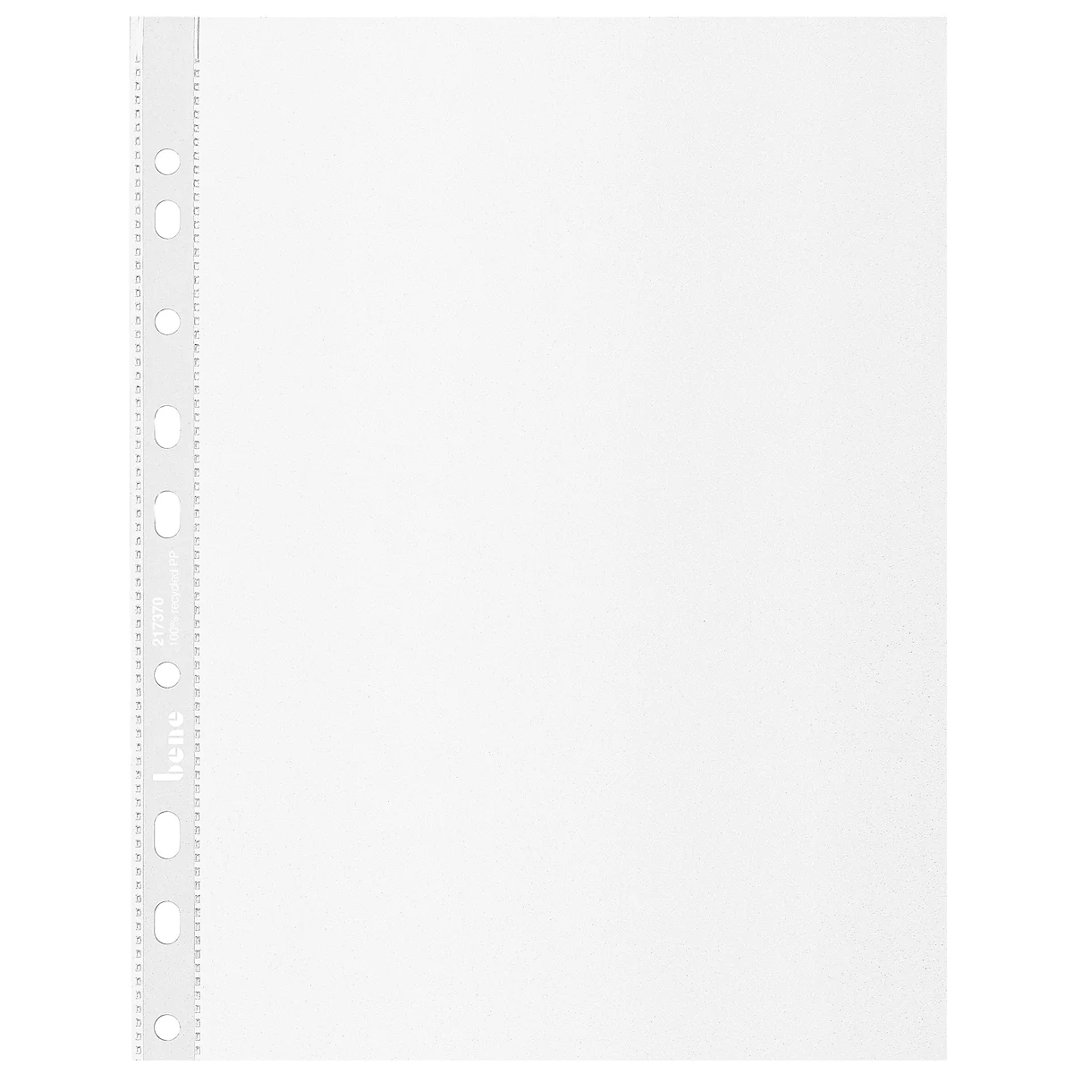 Transparent punched pocket with holes on the left edge.