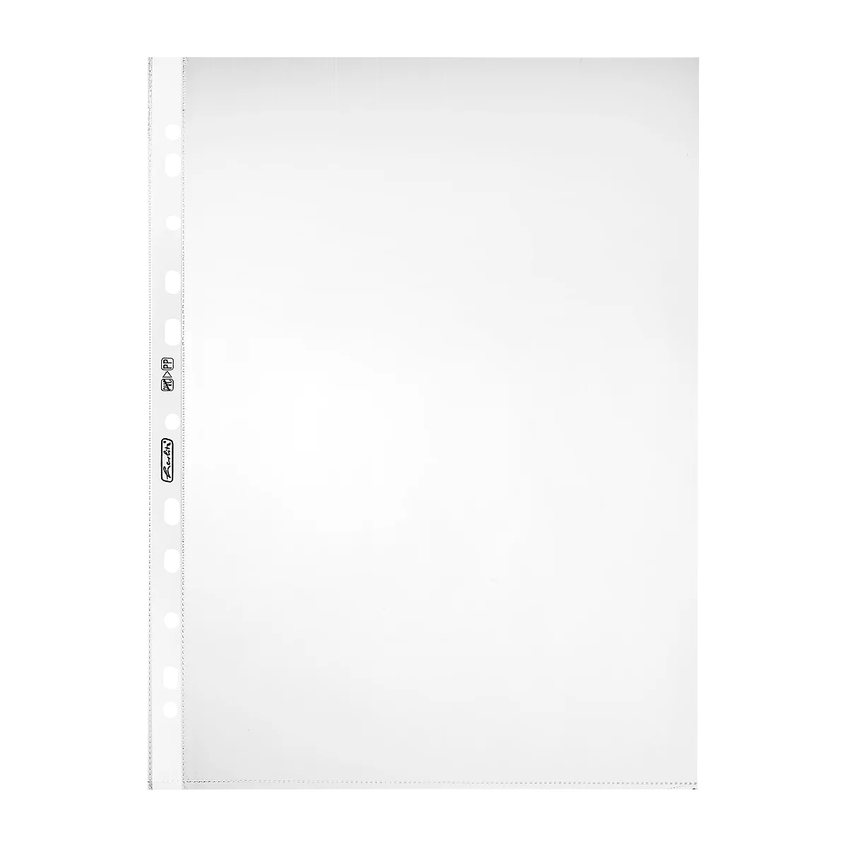 Clear, transparent clear pocket with perforation for archiving.