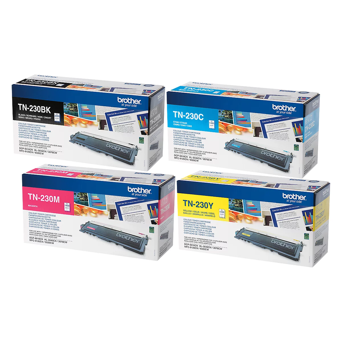 Brother 4 Toner TN-230, cyan, magenta, gelb, schwarz, original
