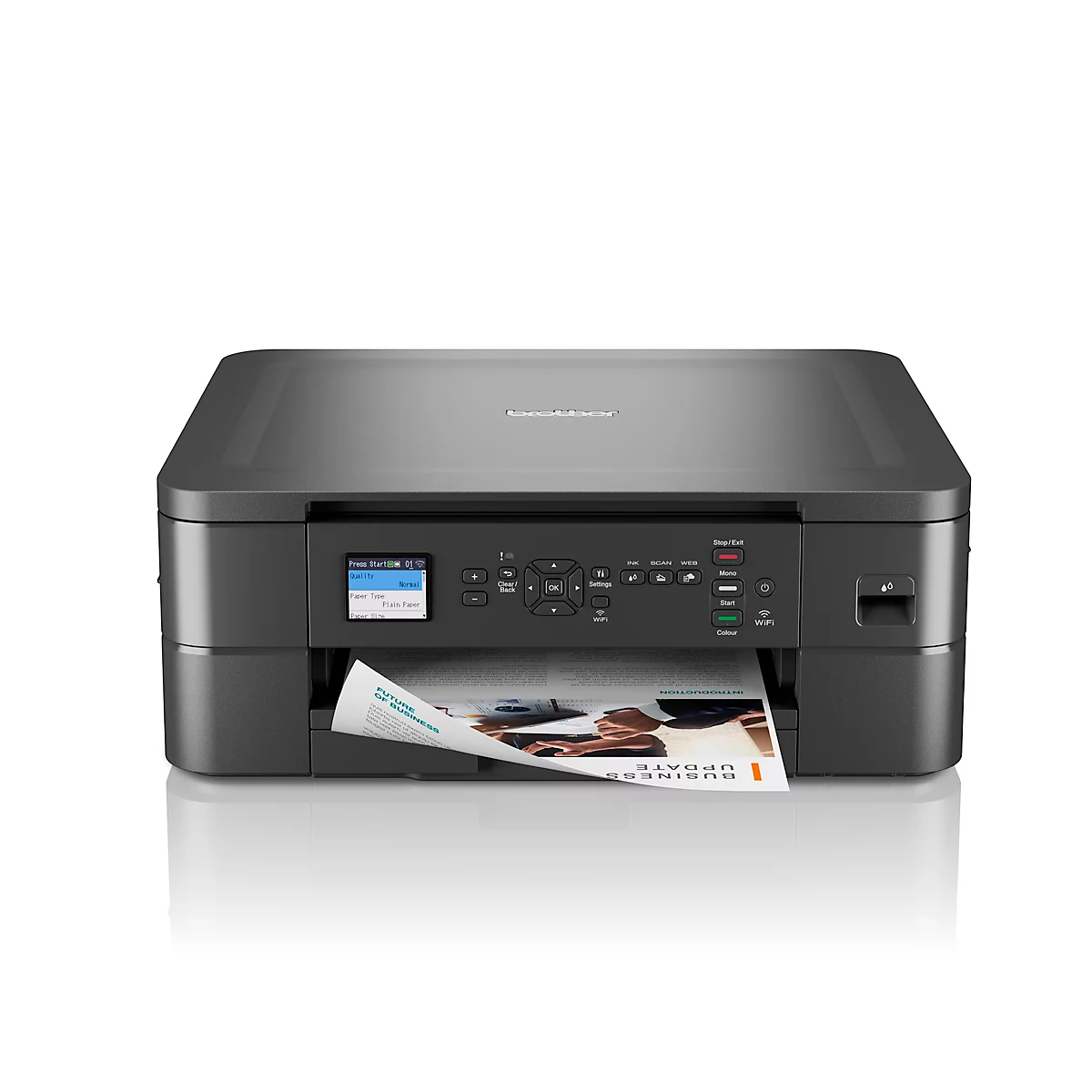 Brother DCP-J1050DW multifunctionele printer, zwart-wit/kleuren, 3-in-1, USB/WLAN/WI-FI, auto-duplex/mobiel printen, tot A4, incl. CMYK-cartridges