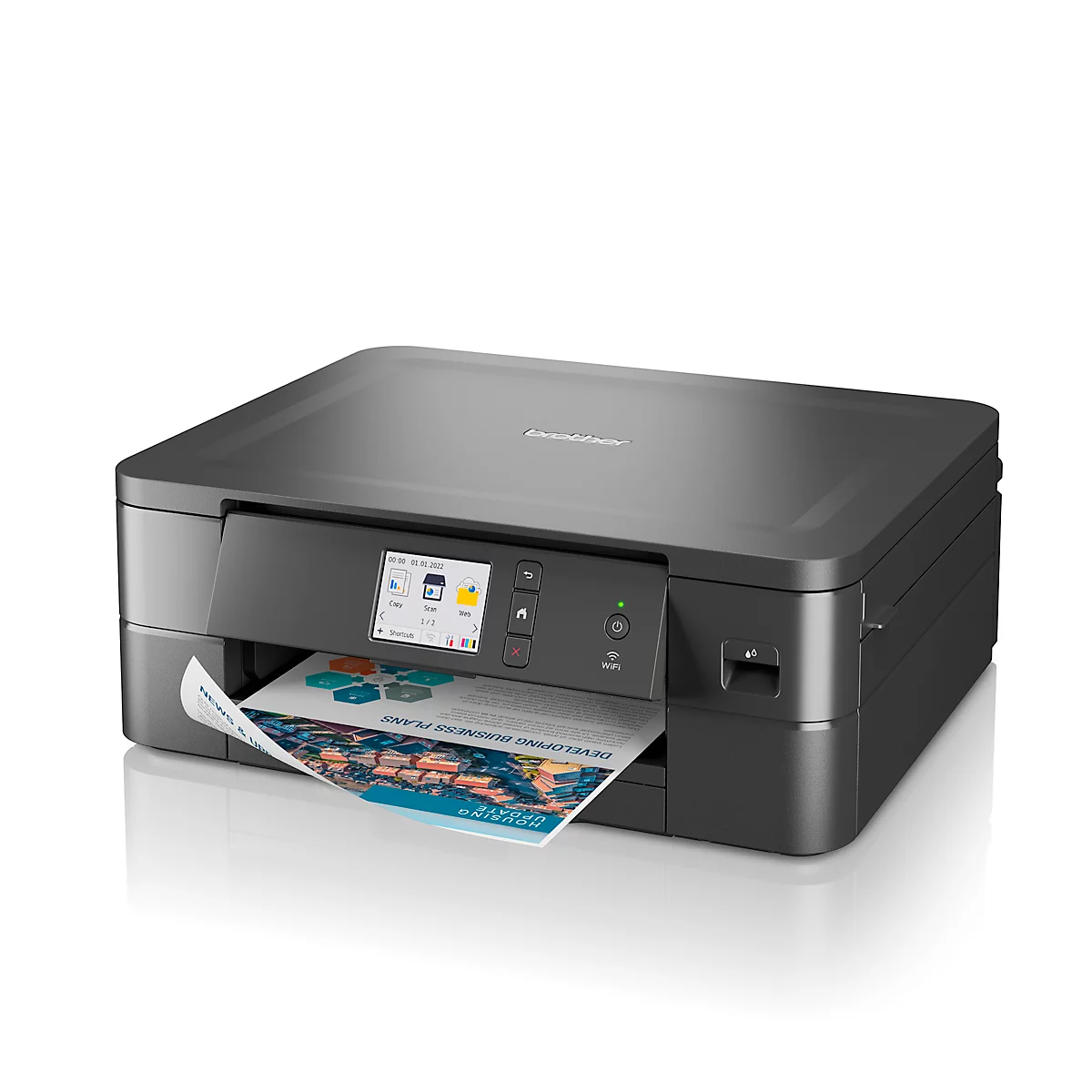 Brother DCP-J1140DW multifunctionele printer, zwart-wit/kleuren, 3-in-1, USB/WLAN/WI-FI, auto duplex/mobiel printen, tot A4, incl. CMYK-cartridges
