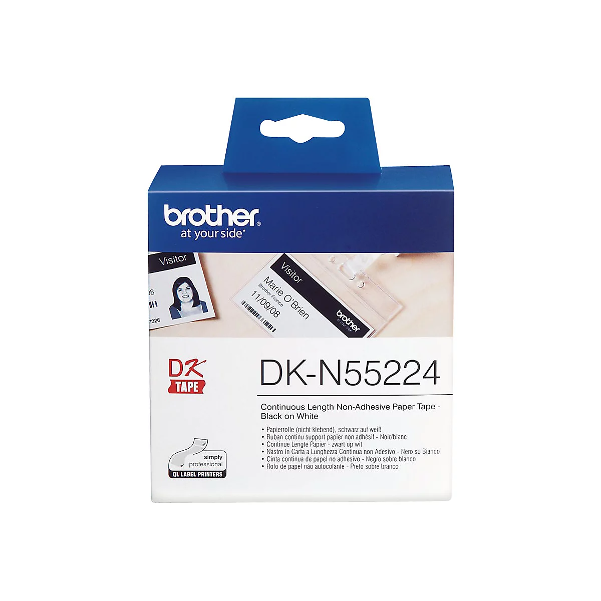 Brother DKN55224 - Papier - Schwarz auf Weiß - Rolle (5,4 cm x 30,5 m) 1 Rolle(n) Band - für Brother QL-1050, QL-1060, QL-500, QL-550, QL-560, QL-570, QL-580, QL-650, QL-700, QL-720