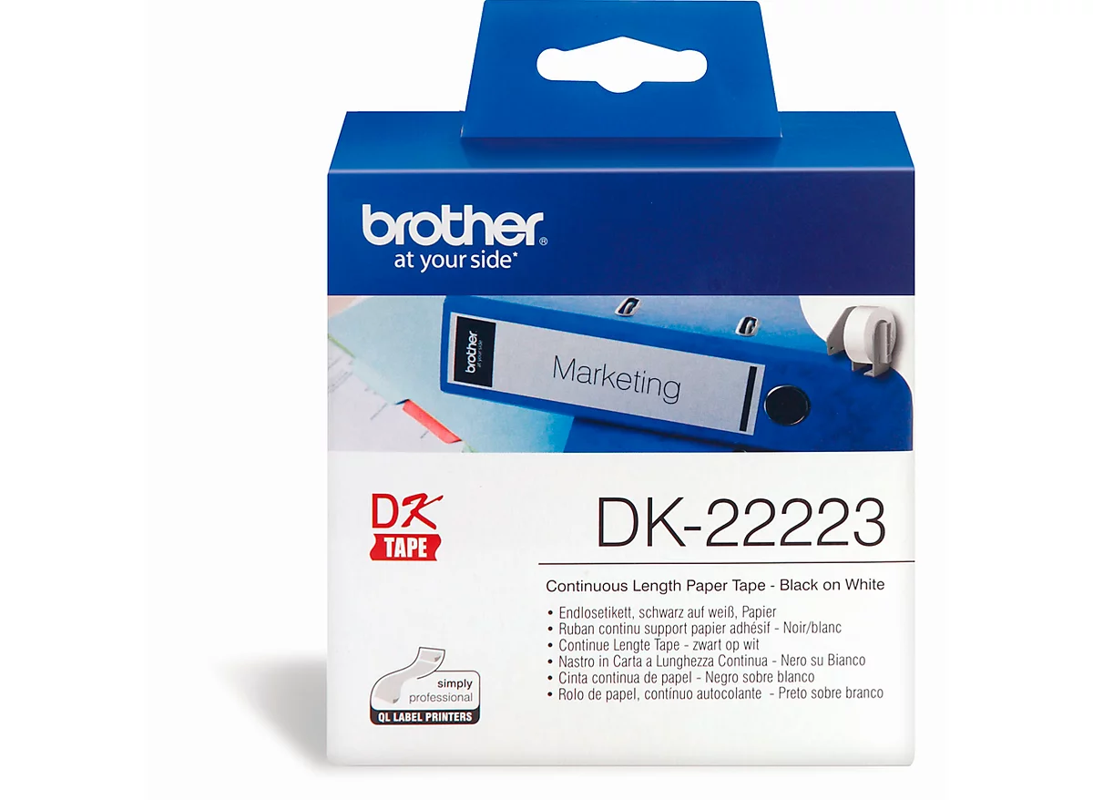 Brother Endlos-Etikett, DK-22223, 50mm x 30,48m, Papier weiß