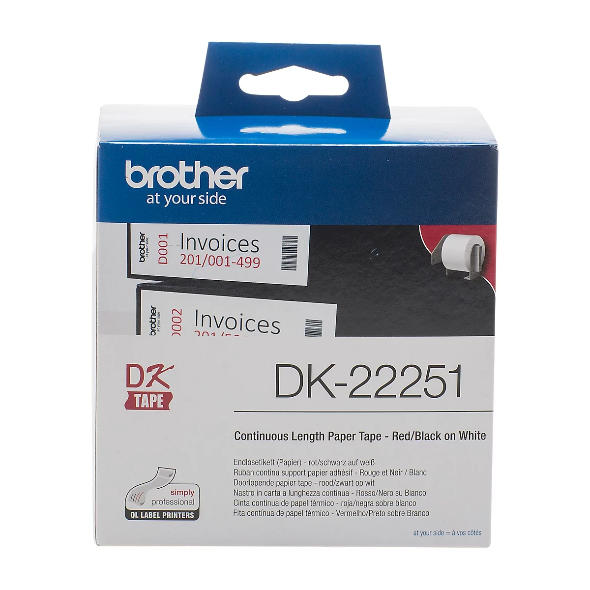 Brother Endlosetikett DK-22251, Papier, Rot-Schwarz-Druck