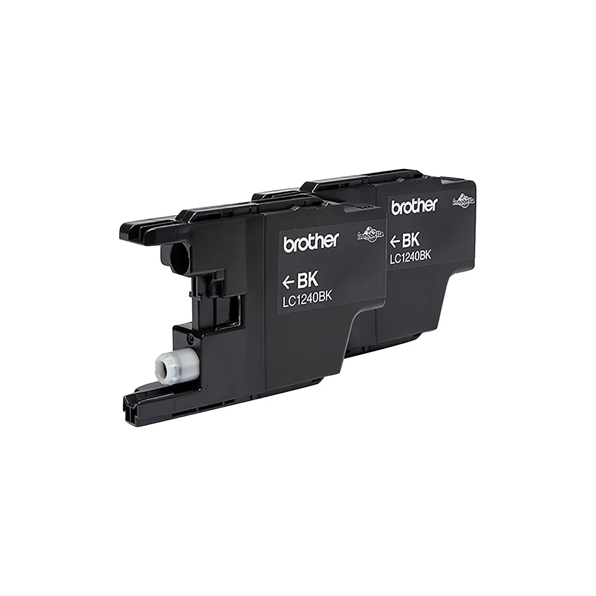 Zwei schwarze Brother-Druckerpatronen mit Aufschrift "LC1240BK".