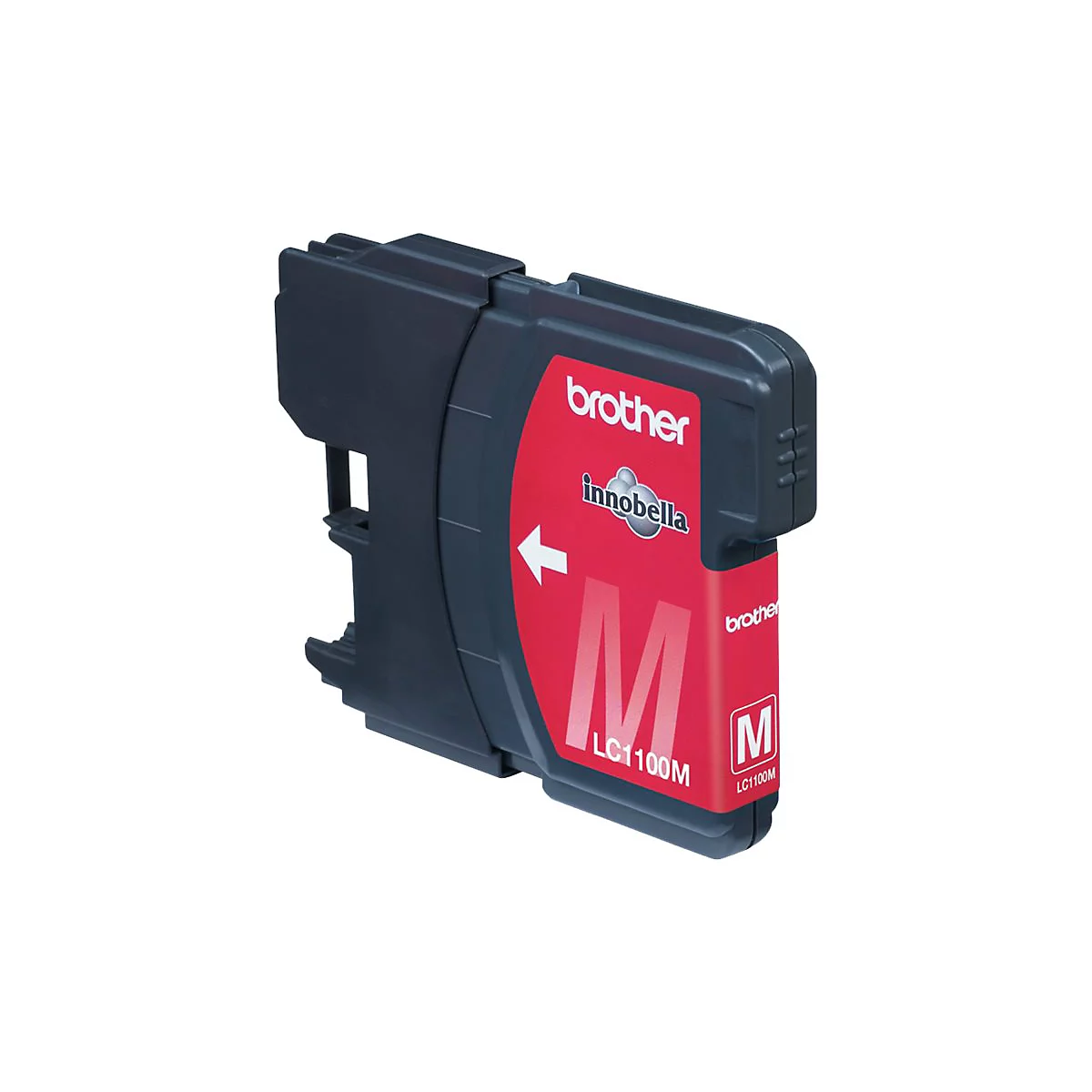 Magenta Brother LC1100M Tintenpatrone vor weißem Hintergrund.