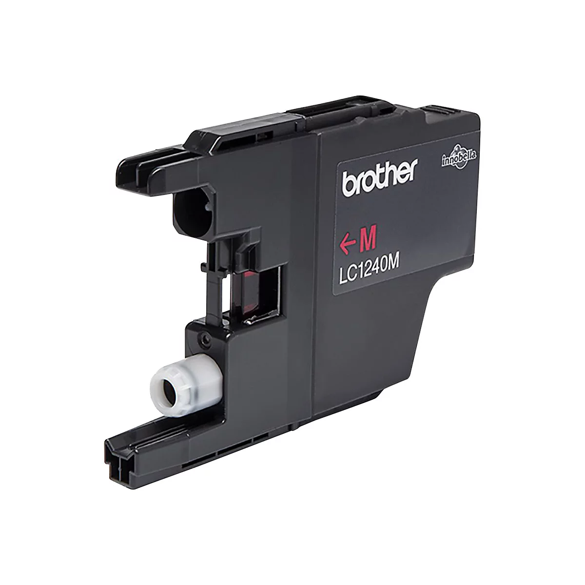 Schwarze Tintenpatrone mit „Brother“-Logo und Aufschrift LC1240M.