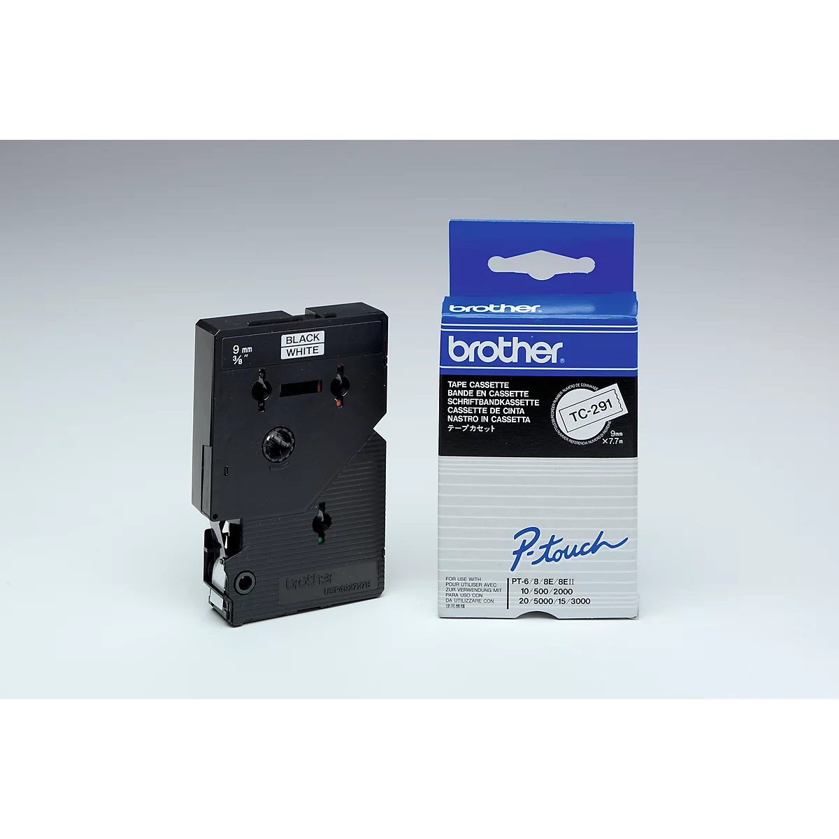 Brother lint beletteringssysteem TC-291, 9 mm breed, wit/zwart