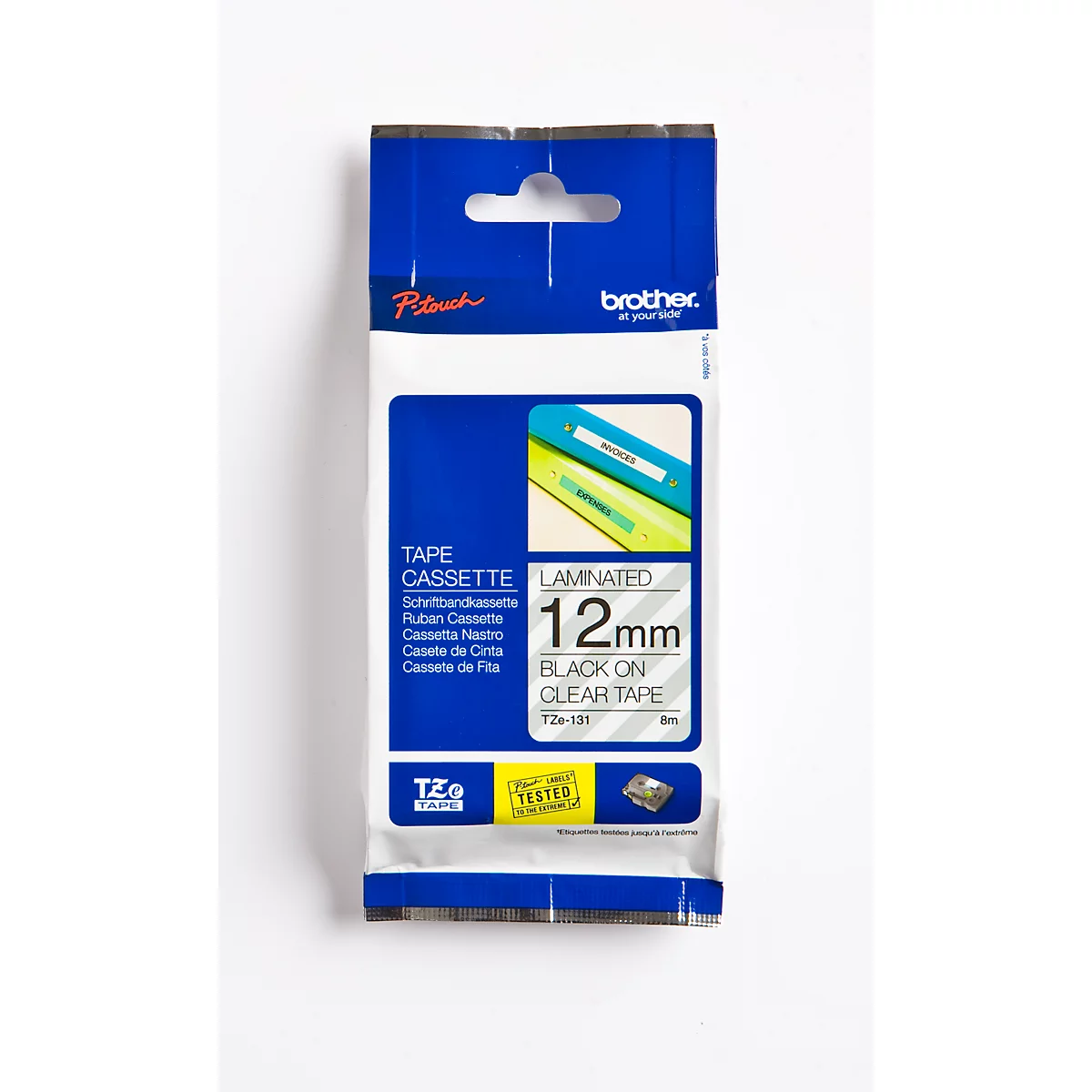 Brother lint beletteringssysteem TZe-131, 12 mm breed, kleurloos/zwart