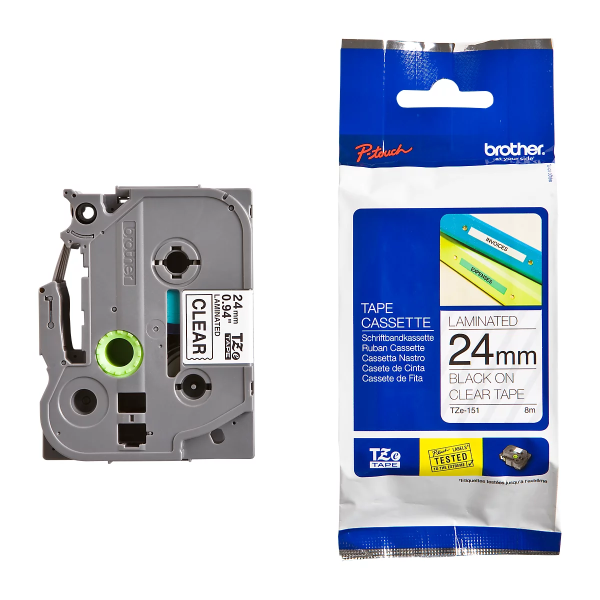 Brother lint beletteringssysteem TZe-151, 24 mm, kleurloos/zwart