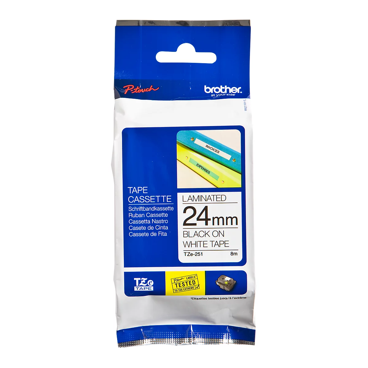 Brother lint beletteringssysteem TZe-251, 24 mm, wit/zwart