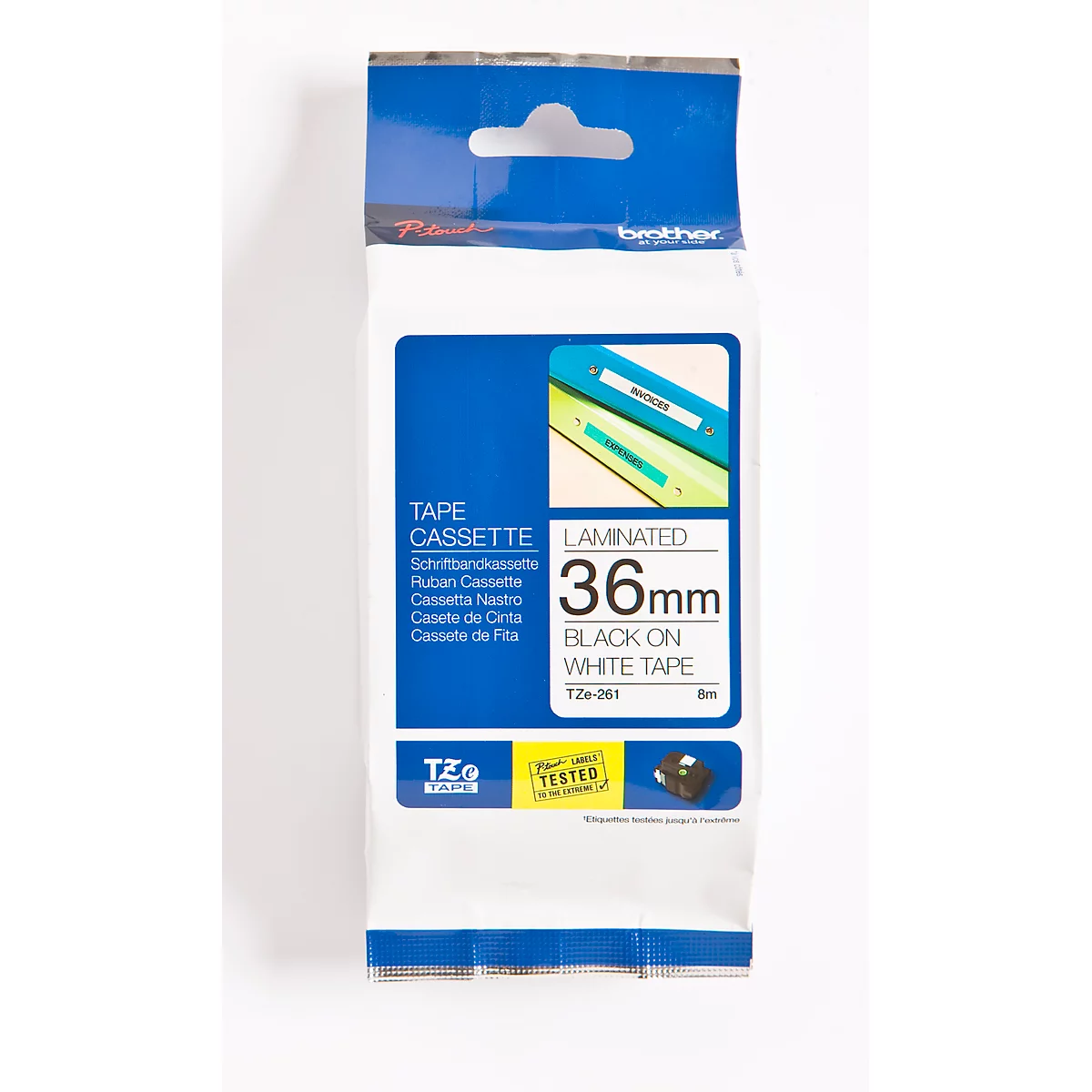 Brother lint beletteringssysteem TZe-261, 36 mm, wit/zwart
