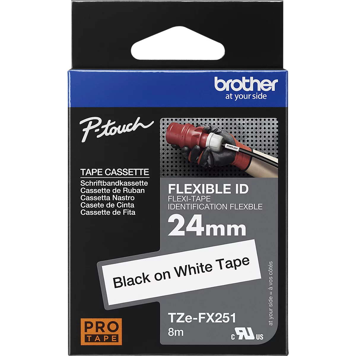 Brother lint beletteringssysteem TZe-FX251, 24 mm, wit/zwart