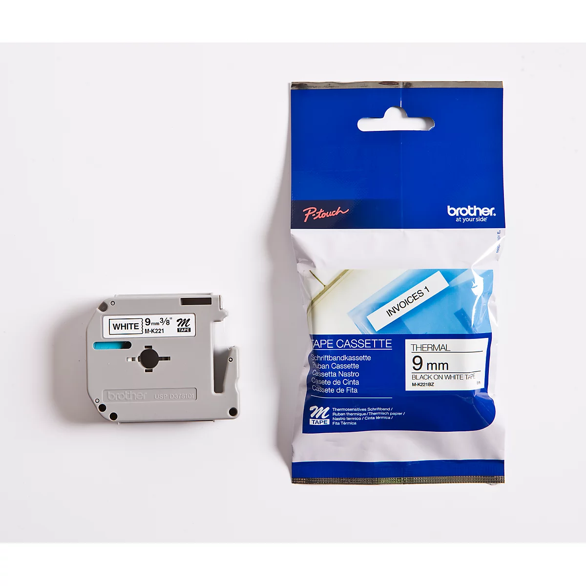 Brother M-lint beletteringssysteem K 221, 9 mm, wit/zwart